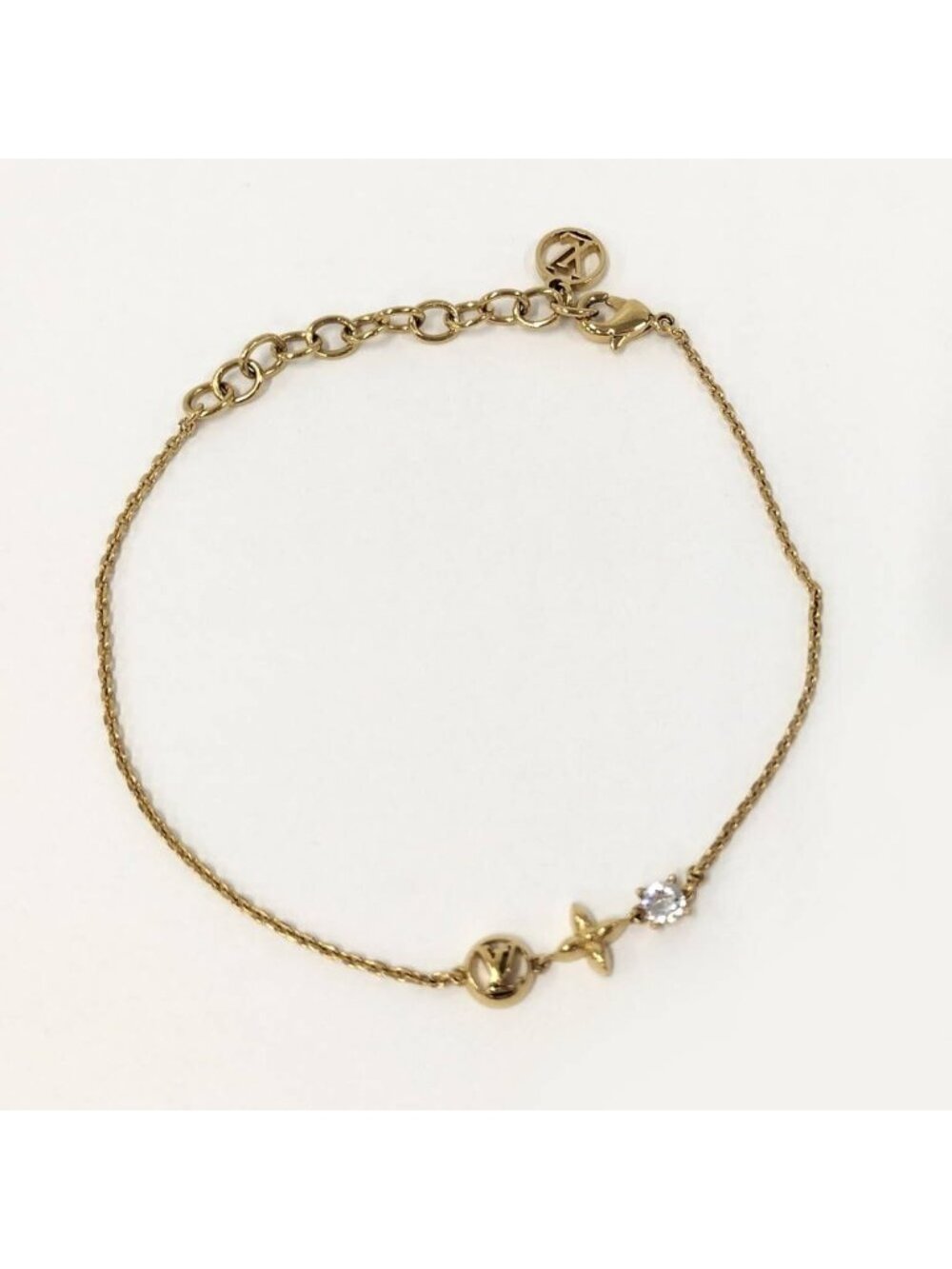 Louis Vuitton Bracelet Strass Plated Gold Monogram Flower - Picture 2 of 6
